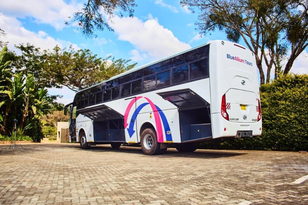 Blue Allium Tours Bus Side View