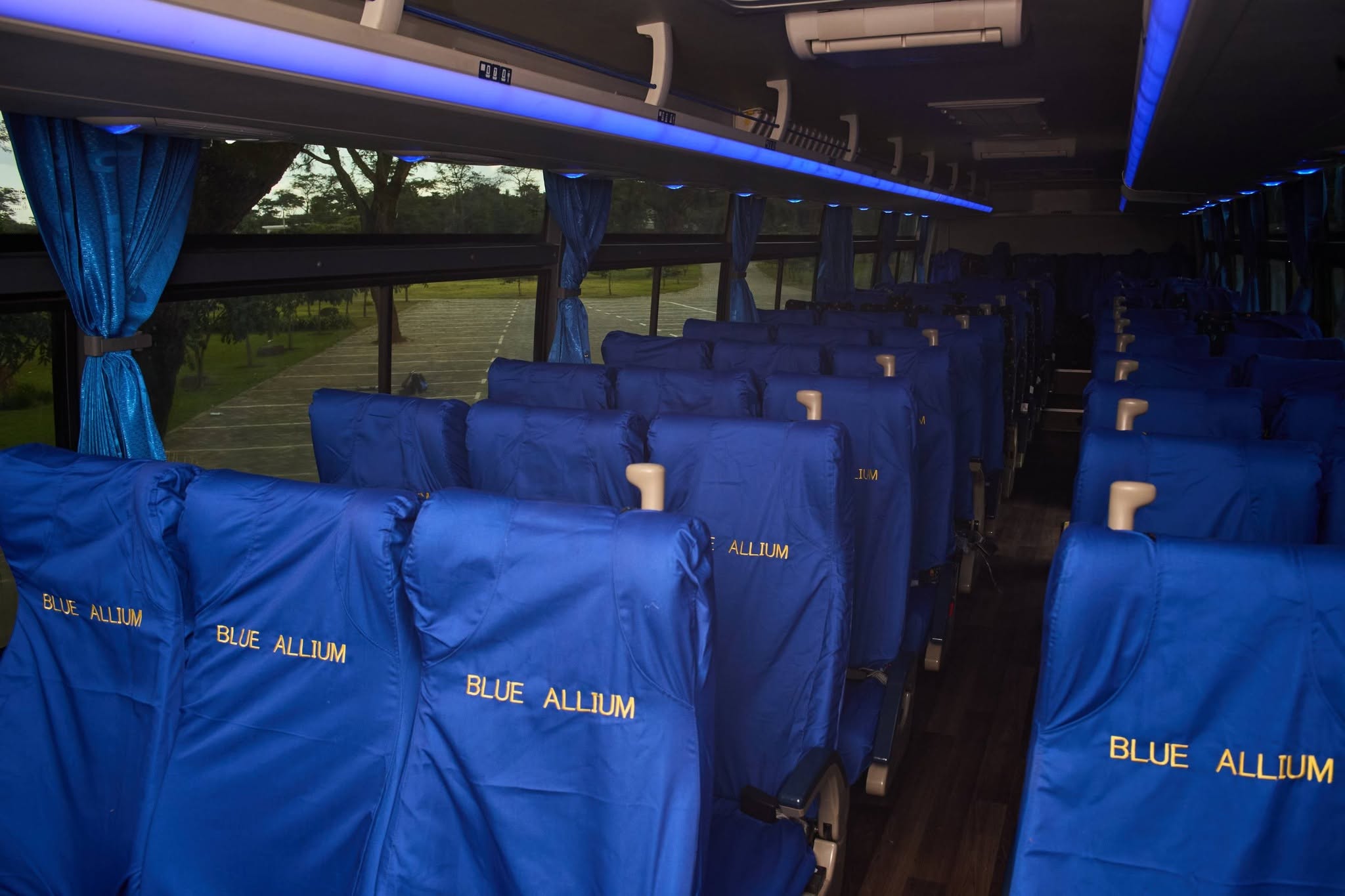 Blue Allium Tours Bus Back View