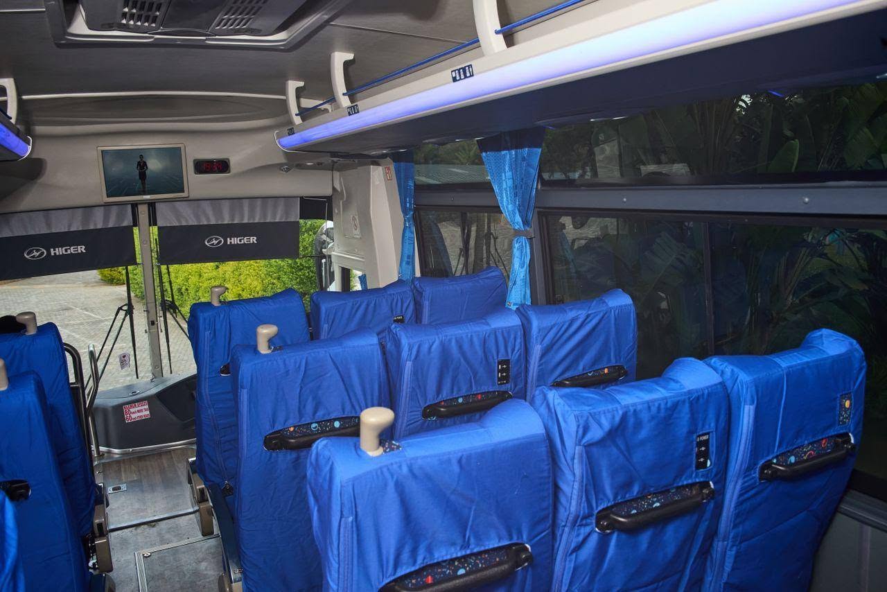Blue Allium Tours Bus Interior Seats
